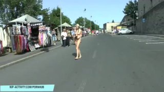 Sweet blonde teen Karol nude in public