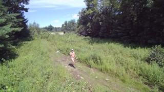 A naked jog with a drone follower